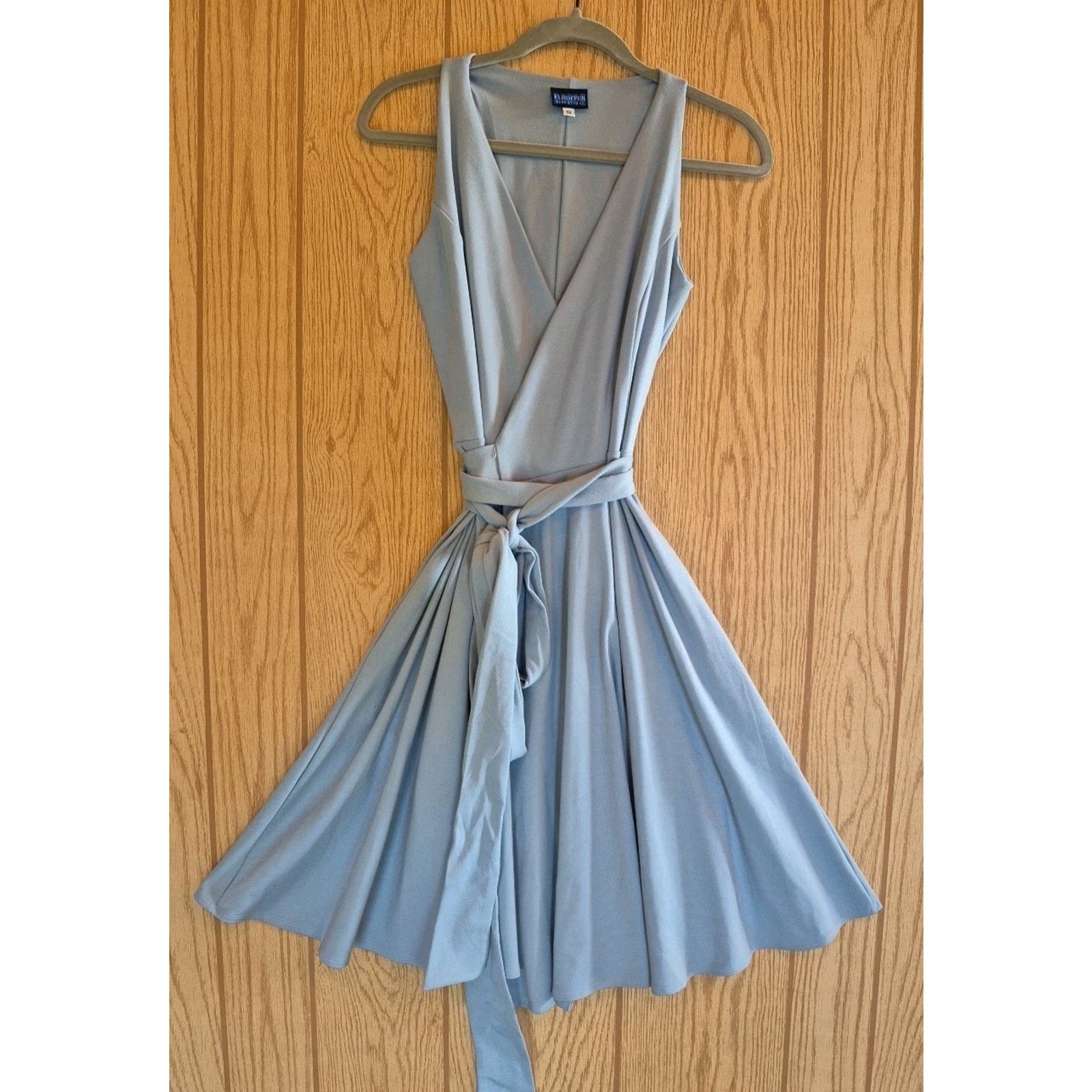Elhoffer Designs Essentials Blue True Wrap Dress Knee Length Size Small Perfect